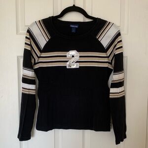 Limited Too Black and Tan Striped Sweater with Silver Accent